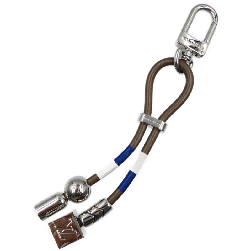 LOUIS VUITTON Cottage MP1685 Leather Metal Gray Blue White Charm Keychain - Logoexplore