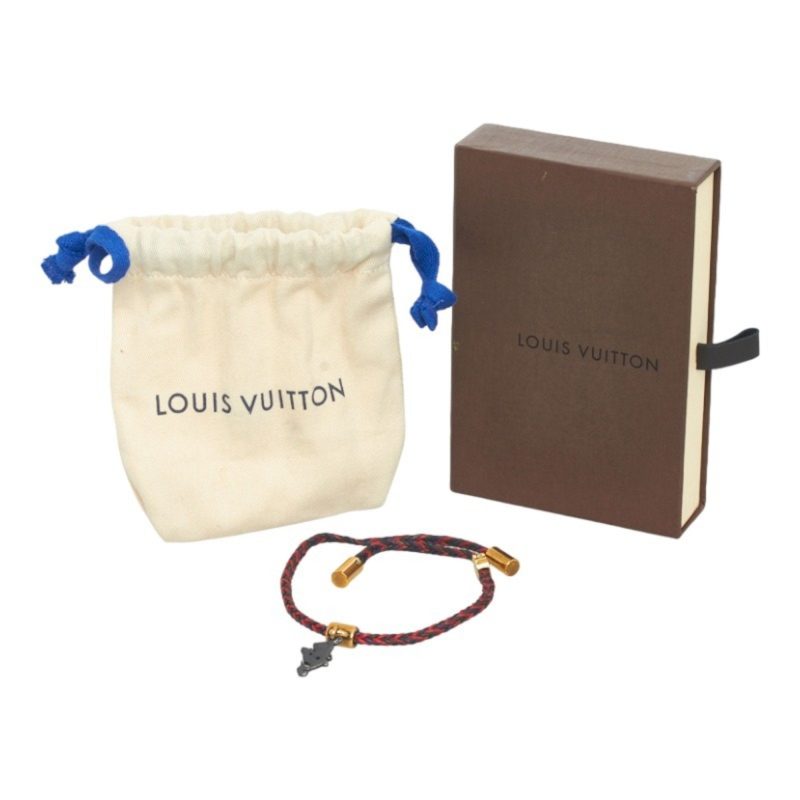 LOUIS VUITTON Brass Reflex Friendship Bangle Bracelet MP234E Red Black Gold Leather Women's - Logoexplore - Image 8