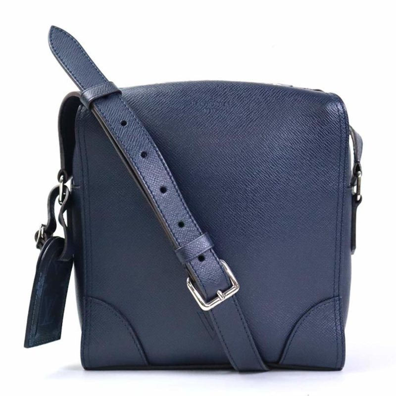 LOUIS VUITTON Crossbody Shoulder Bag Taiga Nikolai Messenger PM Indigo Blue Men's M31021 - Logoexplore