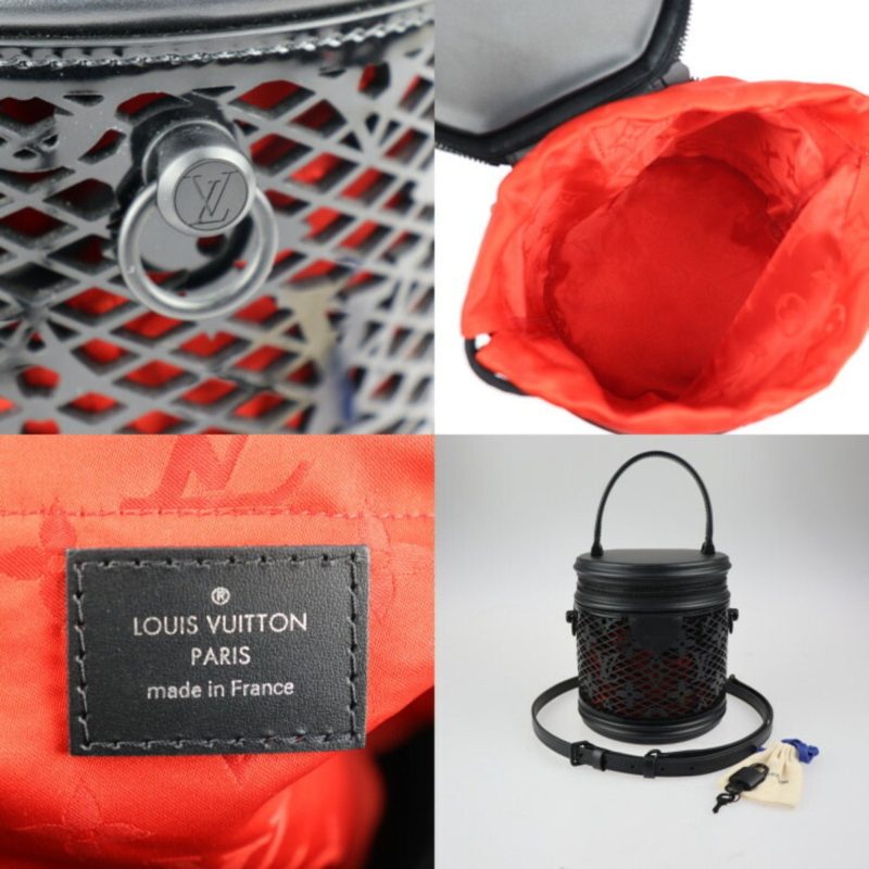 LOUIS VUITTON Cannes Monogram Lace Handbag M20363 Leather Black Vanity Bag 2WAY Shoulder - Logoexplore - Image 9