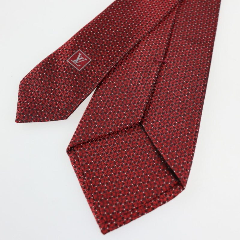 LOUIS VUITTON Cravat Echo Vie Tie M70983 Silk Bordeaux Black White Logo - Logoexplore - Image 3