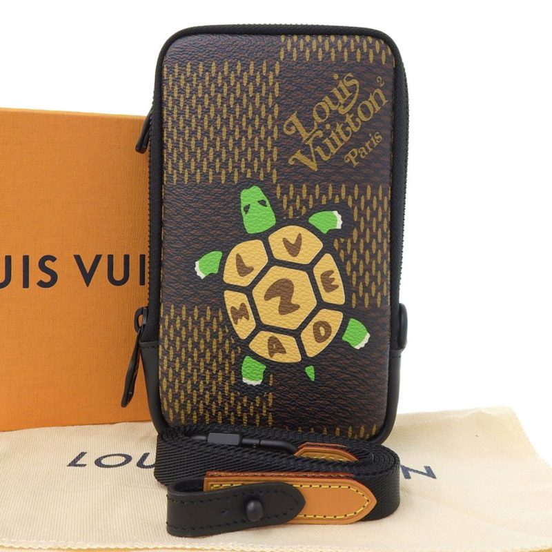 Louis Vuitton Damier Ebene Giant Double Phone Pouch Shoulder Bag Tortoise N40377 - Logoexplore