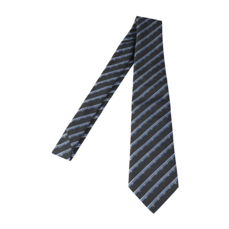 LOUIS VUITTON Cravat Monogram Ribbon Tie M71726 Silk Gray Series Blue Stripe Overall Pattern Logo - Logoexplore - Image 2