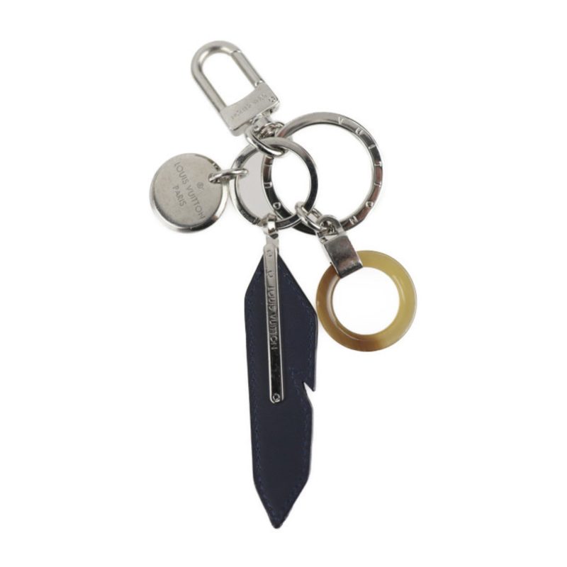 LOUIS VUITTON Dreaming Charms Keychain MP1776 Metal Leather Silver Navy Key Ring - Logoexplore - Image 2