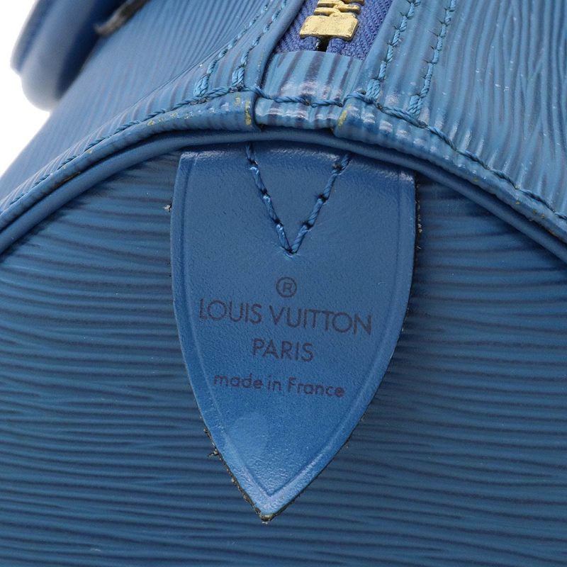 LOUIS VUITTON Epi Speedy 30 Handbag Boston Bag Leather Toledo Blue M43005 - Logoexplore - Image 9