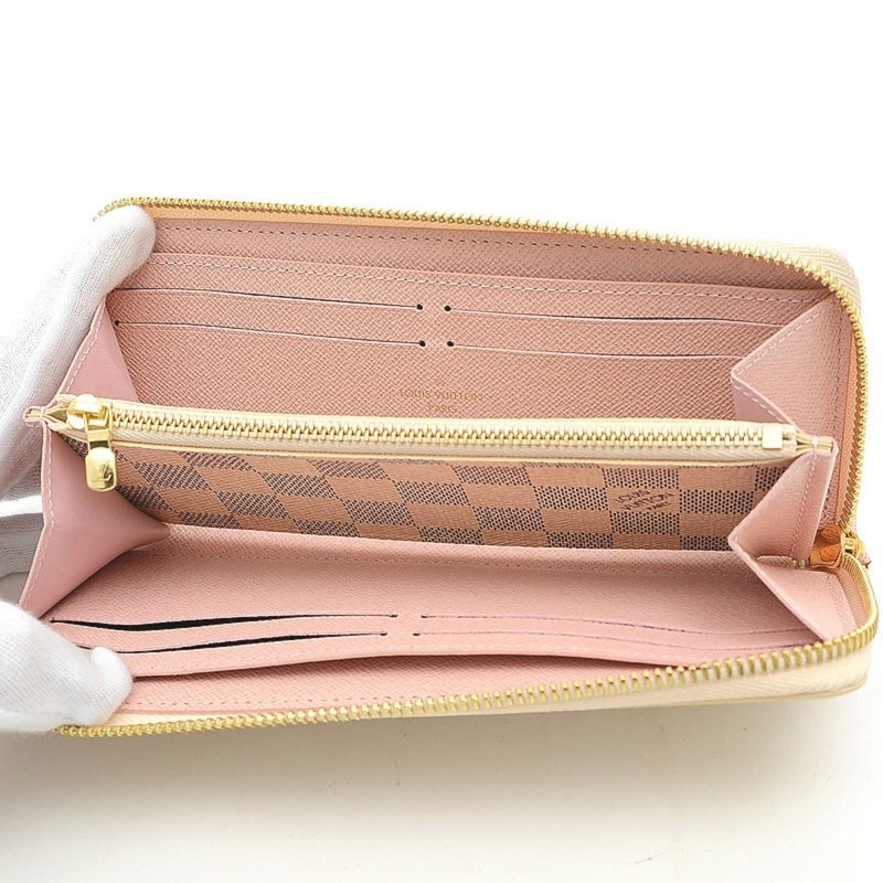 LOUIS VUITTON Damier Azur Portefeuille Clemence Long Wallet Rose Ballerine N61264 - Logoexplore - Image 4
