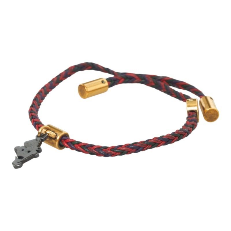 LOUIS VUITTON Brass Reflex Friendship Bangle Bracelet MP234E Red Black Gold Leather Women's - Logoexplore - Image 2