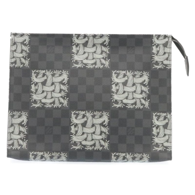 LOUIS VUITTON Damier Graphite Pochette Voyage Clutch Bag N61234 LV 27628A - Logoexplore - Image 2