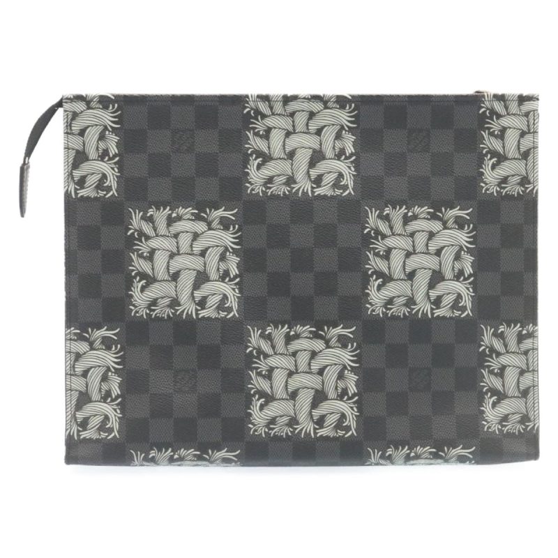 LOUIS VUITTON Damier Graphite Pochette Voyage Clutch Bag N61234 LV 27628A - Logoexplore - Image 3