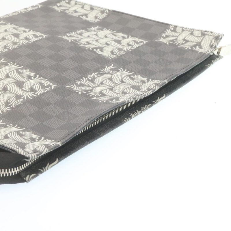LOUIS VUITTON Damier Graphite Pochette Voyage Clutch Bag N61234 LV 27628A - Logoexplore - Image 4