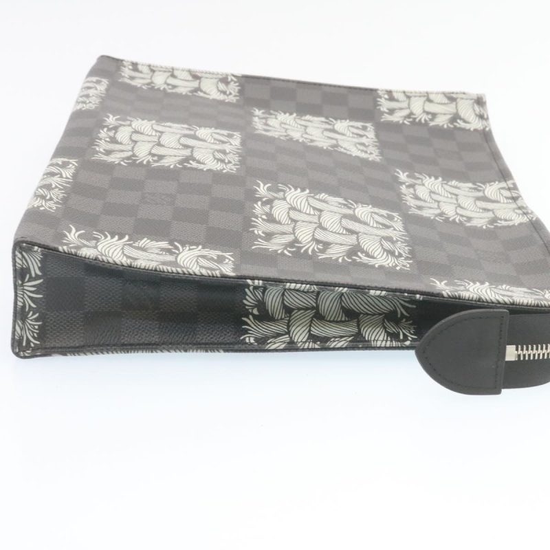 LOUIS VUITTON Damier Graphite Pochette Voyage Clutch Bag N61234 LV 27628A - Logoexplore - Image 5