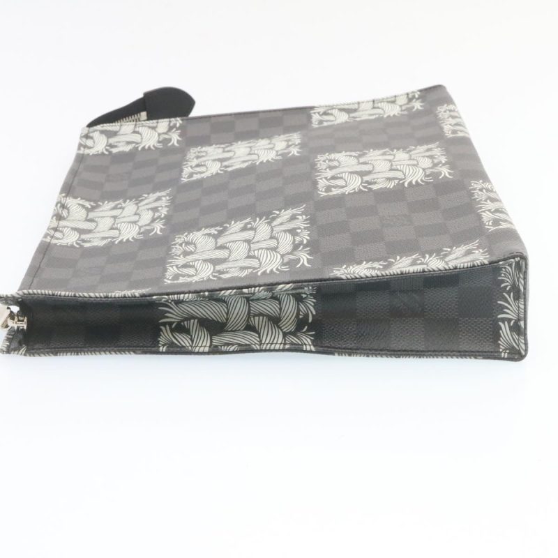 LOUIS VUITTON Damier Graphite Pochette Voyage Clutch Bag N61234 LV 27628A - Logoexplore - Image 6