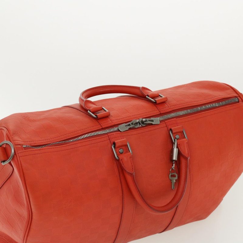 LOUIS VUITTON Damier Infini Keepall Bandouliere 45 Boston Bag Red 31886 - Logoexplore - Image 6