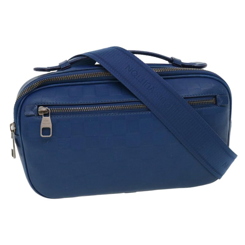 LOUIS VUITTON Damier Infini Ambreil Shoulder Bag Leather Blue N41354 LV 31997A - Logoexplore