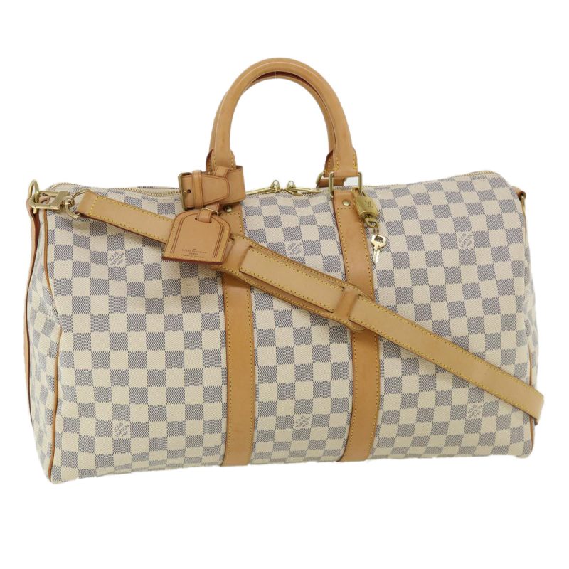 LOUIS VUITTON Damier Azur Keepall Bandouliere 45 Boston Bag N48223 Auth 32852A - Logoexplore