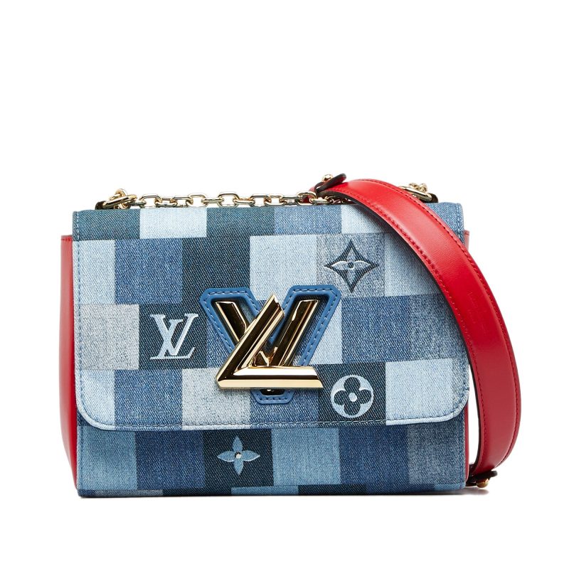 LOUIS VUITTON Damier Denim Patchwork Twist MM Crossbody Bag - Logoexplore