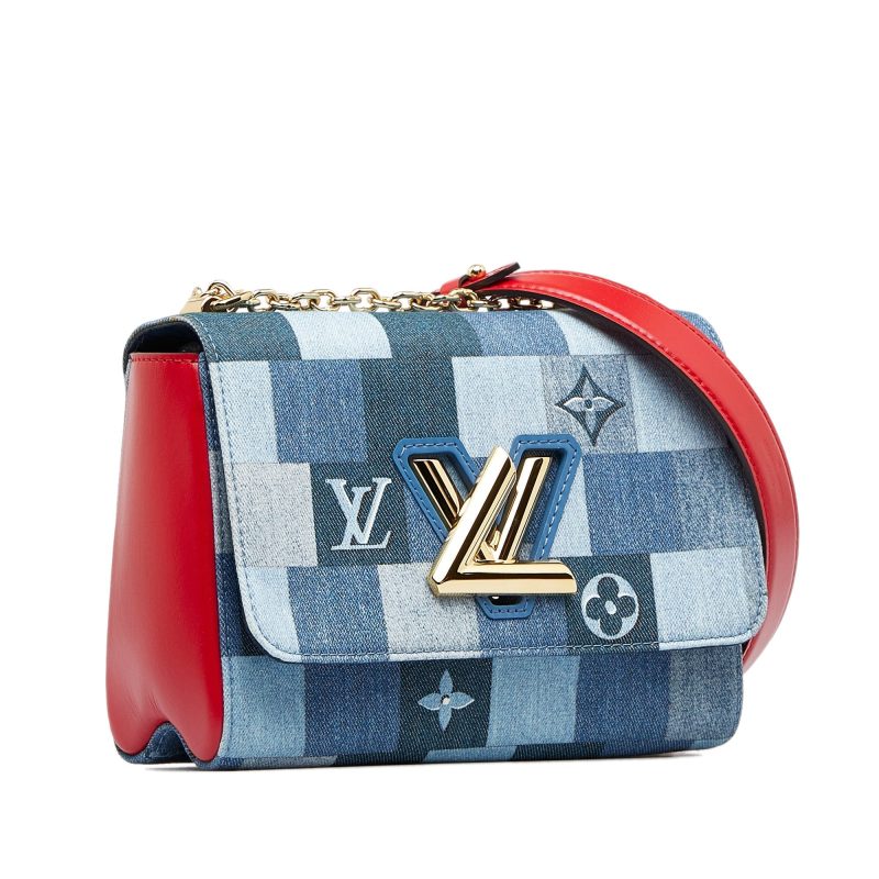 LOUIS VUITTON Damier Denim Patchwork Twist MM Crossbody Bag - Logoexplore - Image 2