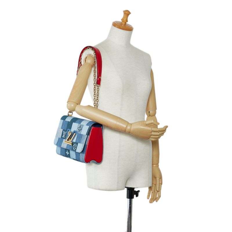 LOUIS VUITTON Damier Denim Patchwork Twist MM Crossbody Bag - Logoexplore - Image 8
