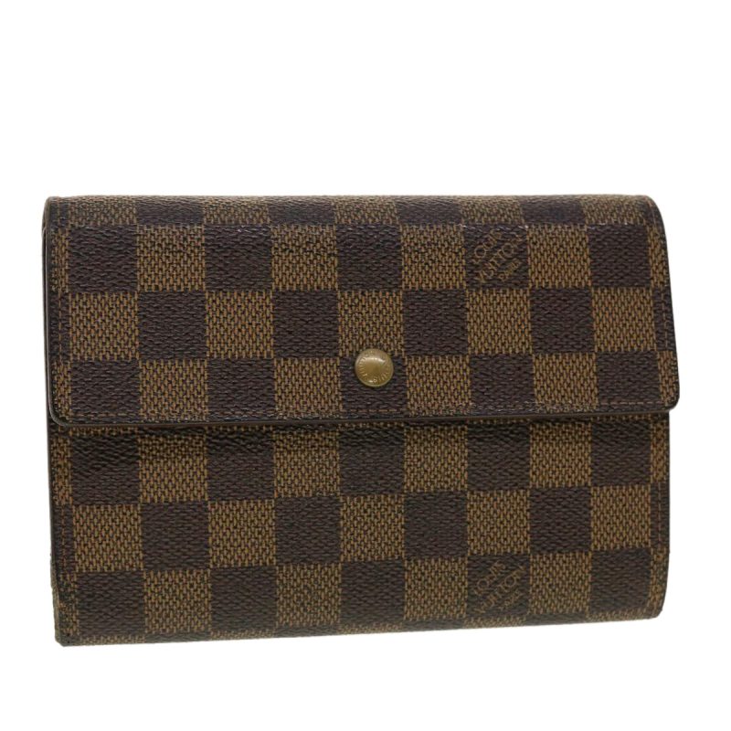 LOUIS VUITTON Damier Ebene Porte Tresor Etui Papie Wallet N61202 LV 40582 - Logoexplore