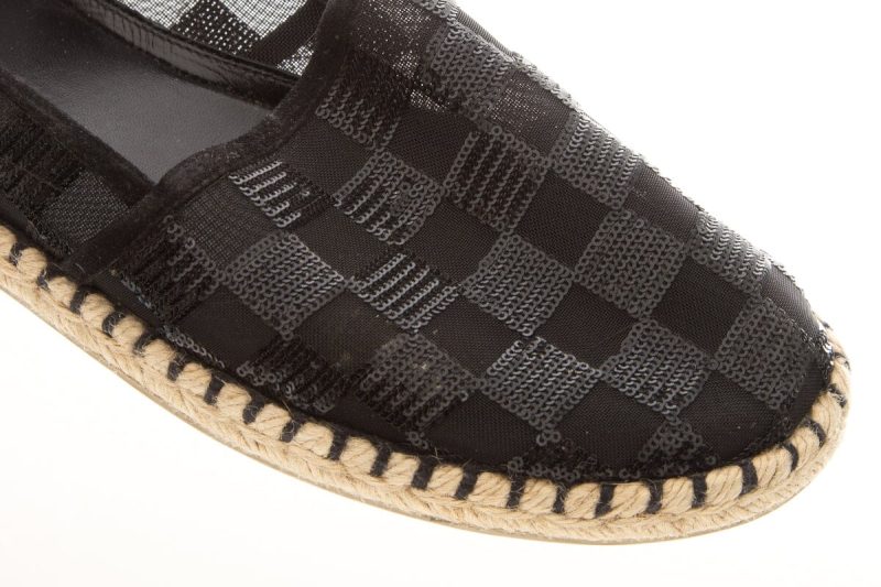 Louis Vuitton Black Glitter Checkerboard Espadrille SZ 38 - Logoexplore - Image 9
