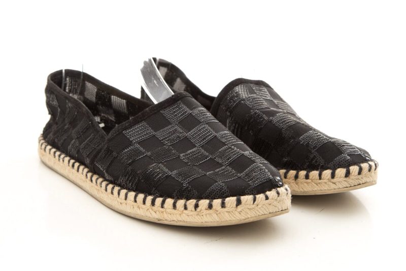 Louis Vuitton Black Glitter Checkerboard Espadrille SZ 38 - Logoexplore - Image 3
