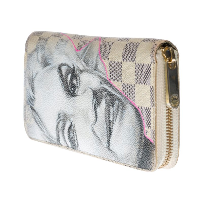 LOUIS VUITTON Customized "Marilyn Monroe" Zippy wallet in damier azur canvas - Logoexplore - Image 3