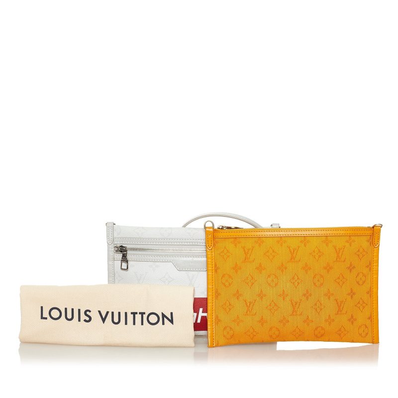 Louis Vuitton Double Flat Bag White Logo Story Monogram Canvas - Logoexplore