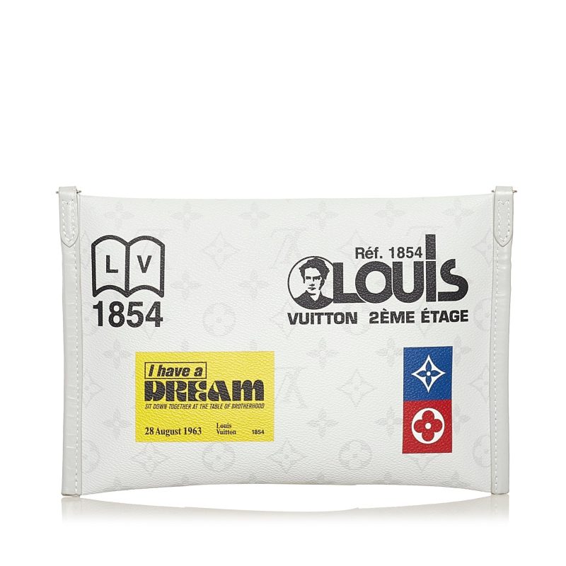 Louis Vuitton Double Flat Bag White Logo Story Monogram Canvas - Logoexplore - Image 4