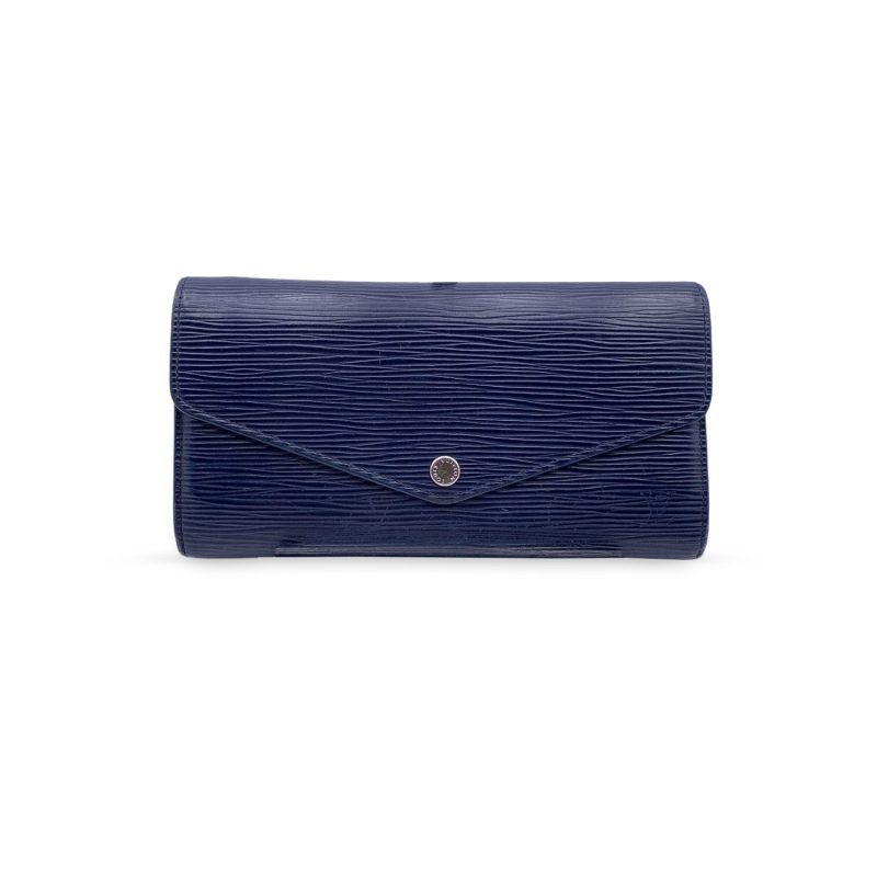 LOUIS VUITTON Blue Epi Leather Long Continental Sarah Wallet - Logoexplore