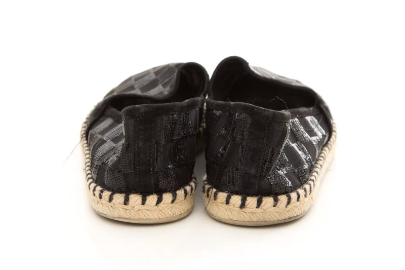 Louis Vuitton Black Glitter Checkerboard Espadrille SZ 38 - Logoexplore - Image 4