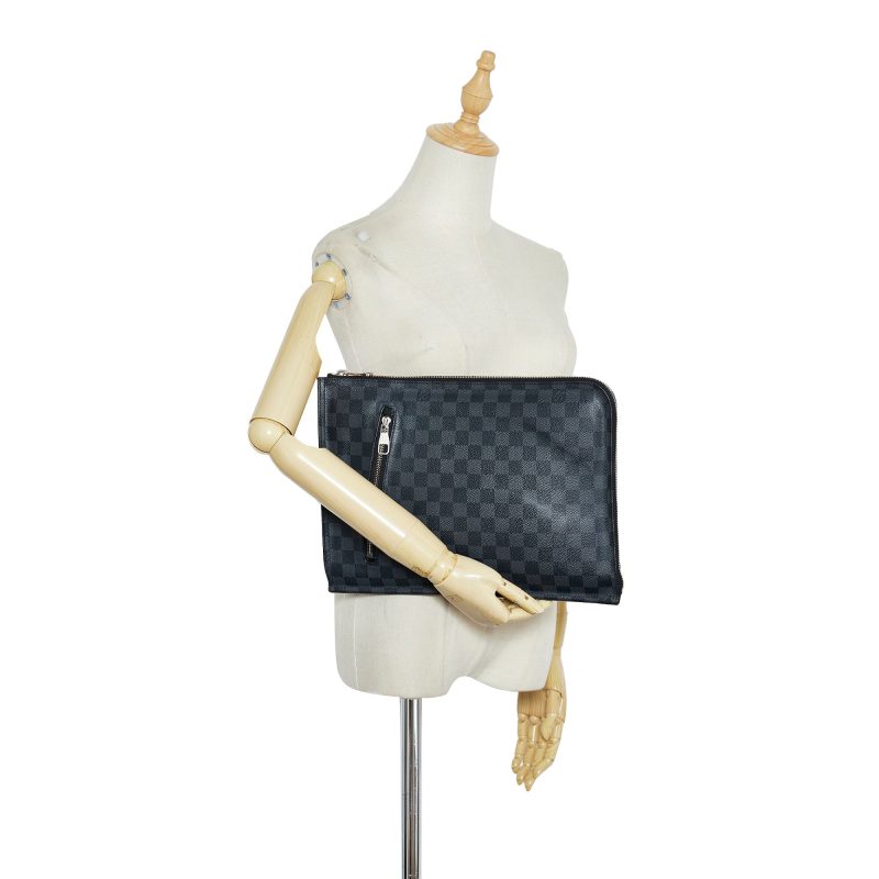 LOUIS VUITTON Damier Graphite Poche-Documents Portfolio Clutch Bag - Logoexplore - Image 9