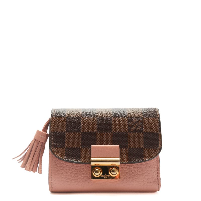 LOUIS VUITTON Croisette Compact Wallet-Damier Ebene w/ Magnolia - Logoexplore