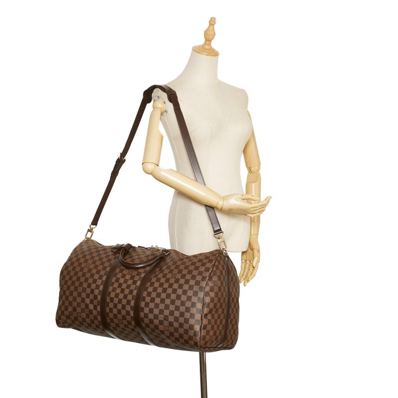 LOUIS VUITTON Damier Ebene Keepall Bandouliere 55 Brown - Logoexplore - Image 2