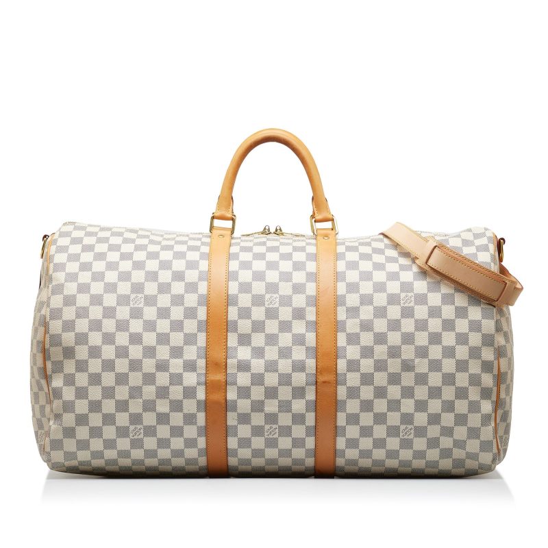 LOUIS VUITTON Damier Azur Keepall Bandouliere 55 Travel Bag - Logoexplore