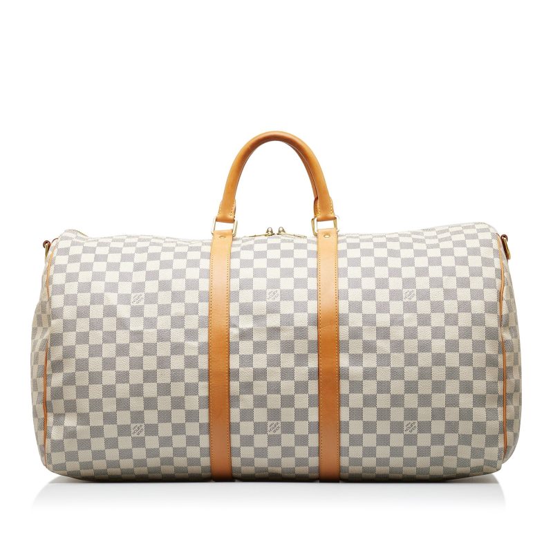 LOUIS VUITTON Damier Azur Keepall Bandouliere 55 Travel Bag - Logoexplore - Image 3