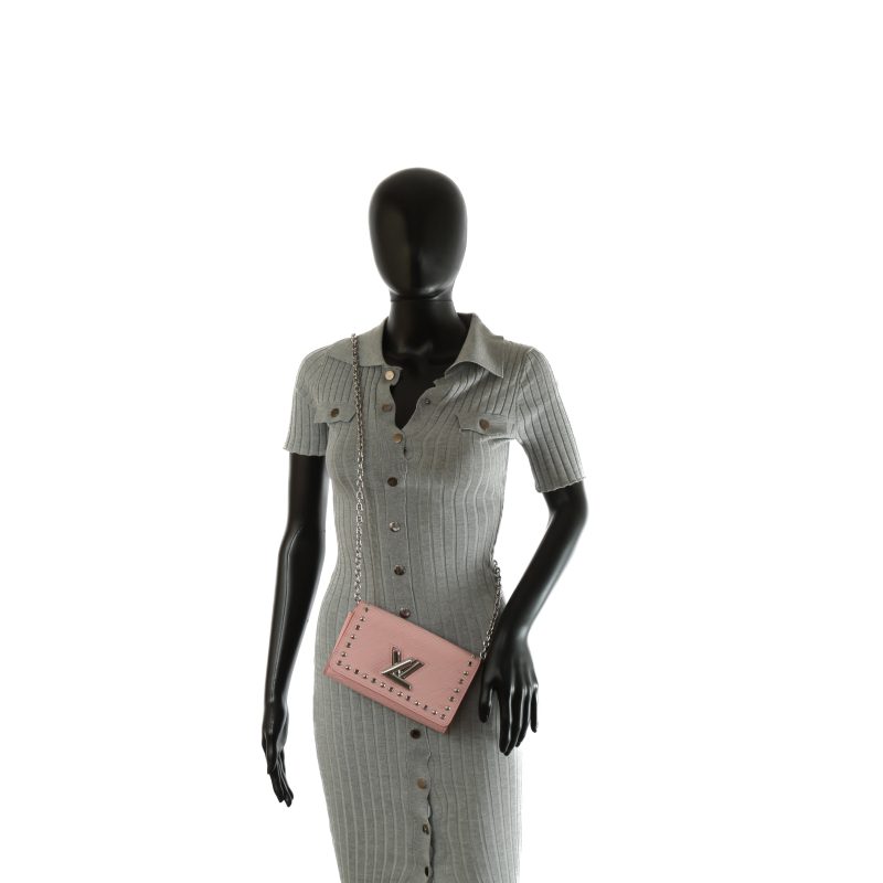 LOUIS VUITTON Epi Leather Twist Studded Wallet on Chain PM Pink - Logoexplore - Image 2