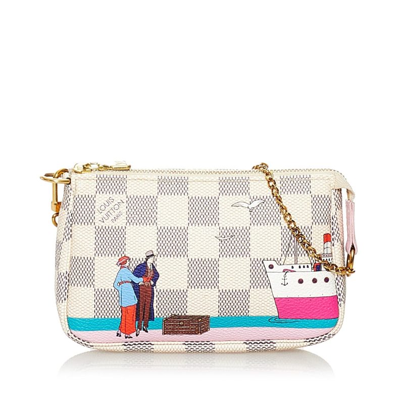 Louis Vuitton Damier Azur Pochette Accessories Illustre Transatlantic (32270) - Logoexplore