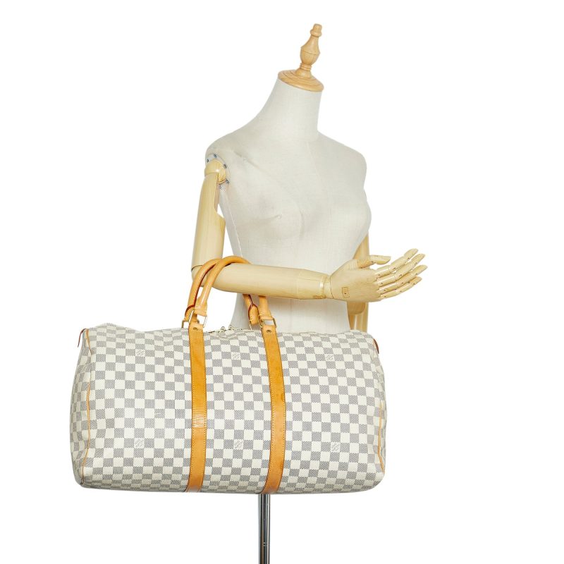 LOUIS VUITTON Damier Azur Keepall 50 Travel Bag - Logoexplore - Image 9