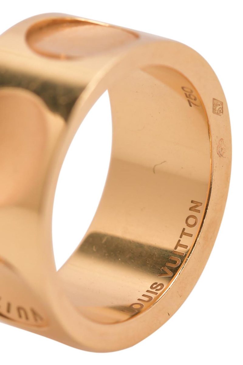 LOUIS VUITTON Empreinte 18K Yellow Gold Wide Band Ring - Logoexplore - Image 3