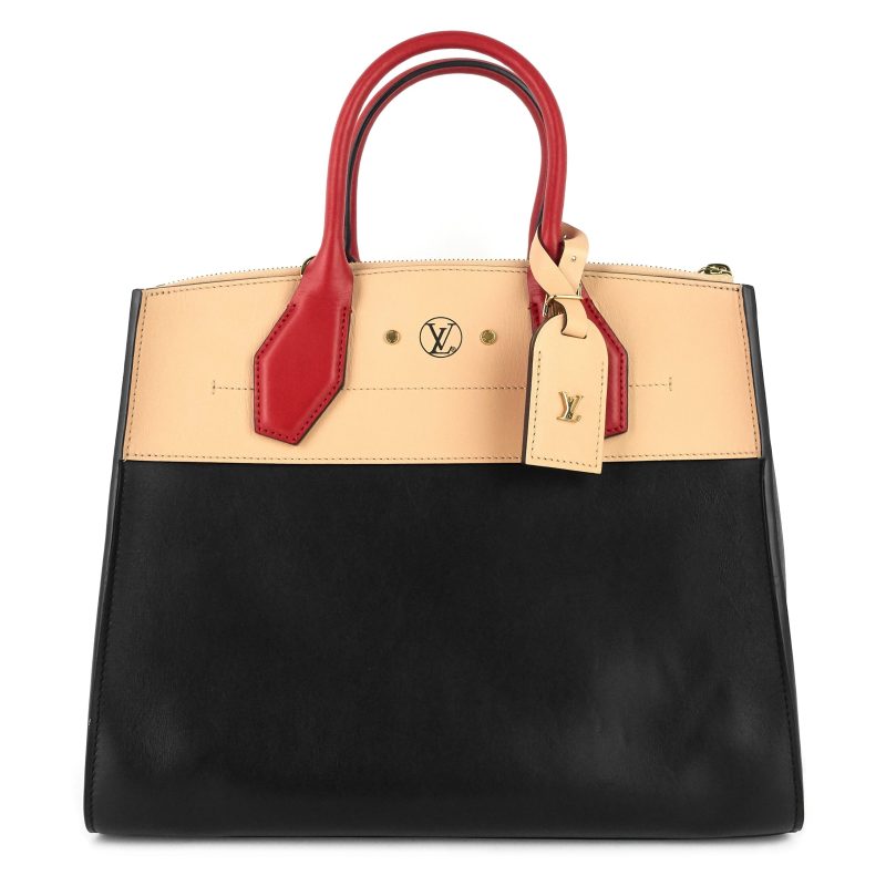 LOUIS VUITTON City Steamer MM Black Creme Bourgogne Calfskin Tote Bag - Logoexplore - Image 2