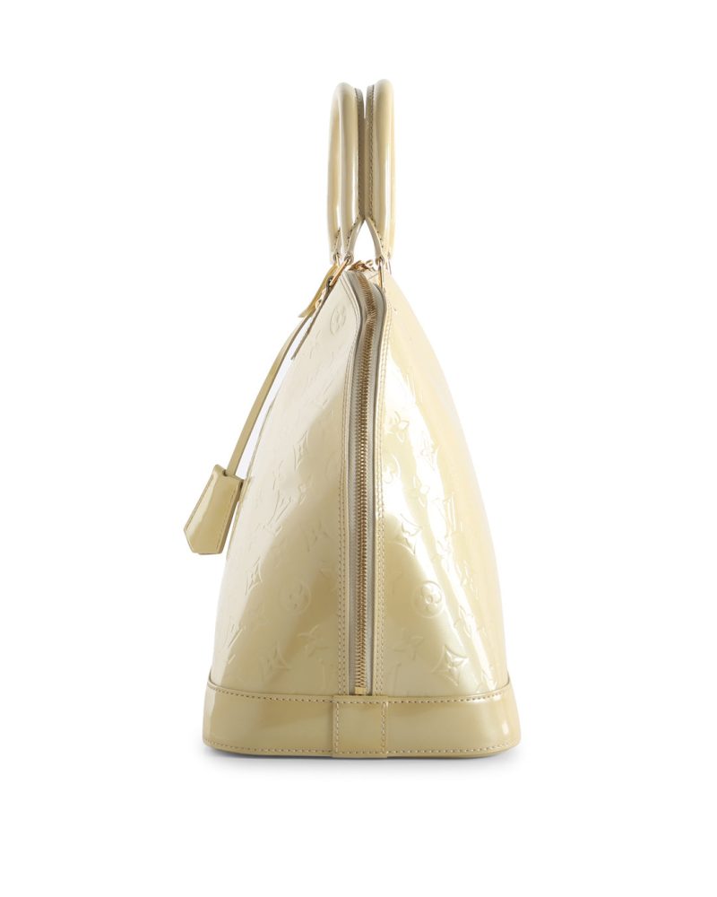 LOUIS VUITTON Cream Monogram Vernis Alma GM Bag - Logoexplore - Image 4