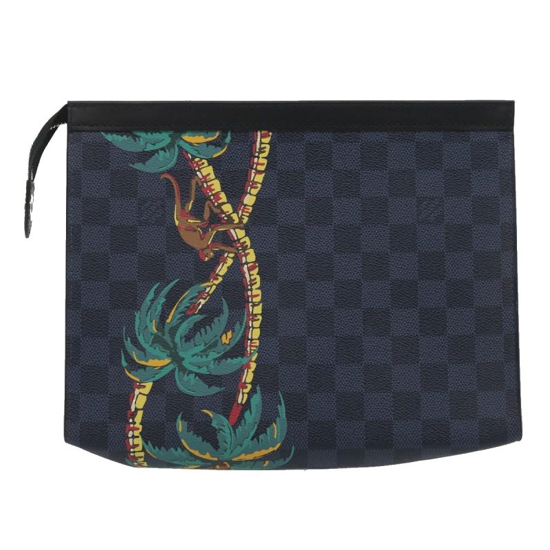LOUIS VUITTON Damier Graphite Pochette Voyage MM Clutch Bag N63510 Auth ak170A - Logoexplore - Image 2