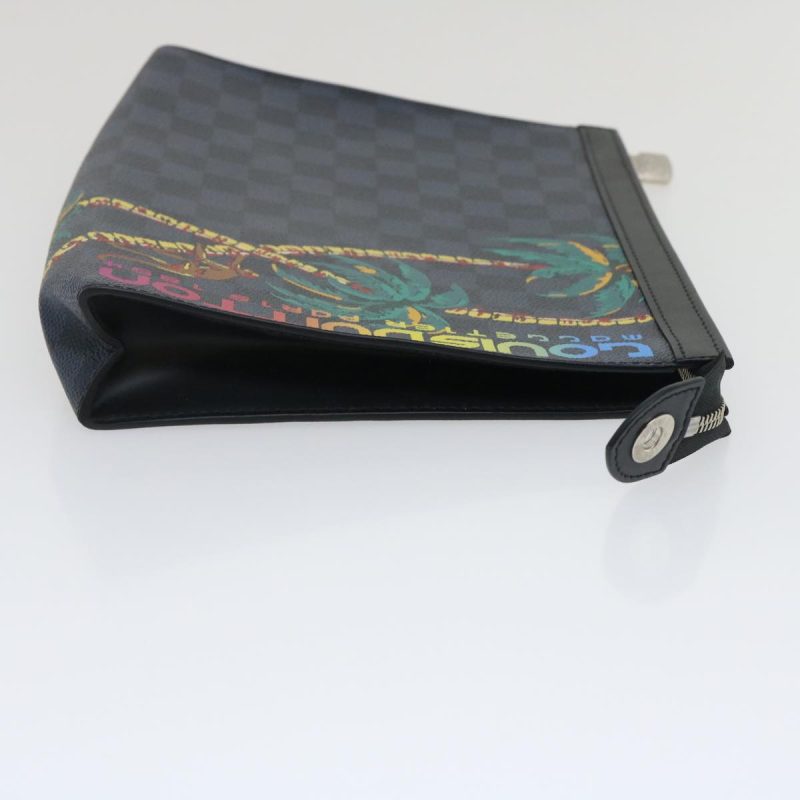 LOUIS VUITTON Damier Graphite Pochette Voyage MM Clutch Bag N63510 Auth ak170A - Logoexplore - Image 3