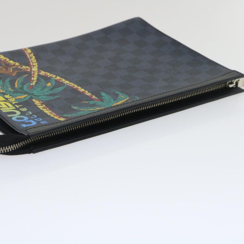 LOUIS VUITTON Damier Graphite Pochette Voyage MM Clutch Bag N63510 Auth ak170A - Logoexplore - Image 5