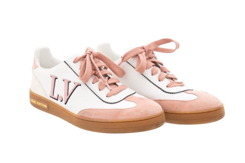 Louis Vuitton Frontrow White & Pink Calfskin Leather Sneakers SZ 38 - Logoexplore - Image 3