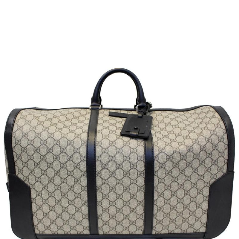 Gucci Bamboo Tassel Tote Duffle Carry-on 406382 Beige Gg Supreme Canvas Weekend/Travel Bag - Logoexplore
