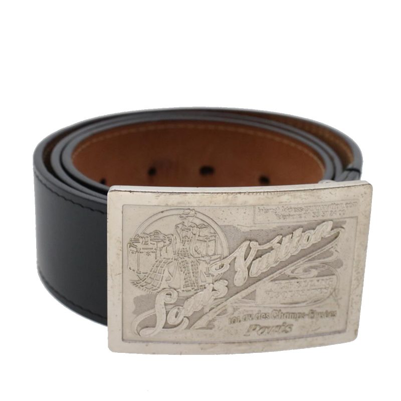 LOUIS VUITTON Ceinture jeans Belt Leather 29.5"-33.5" Black M6812 Auth ki3282 - Logoexplore