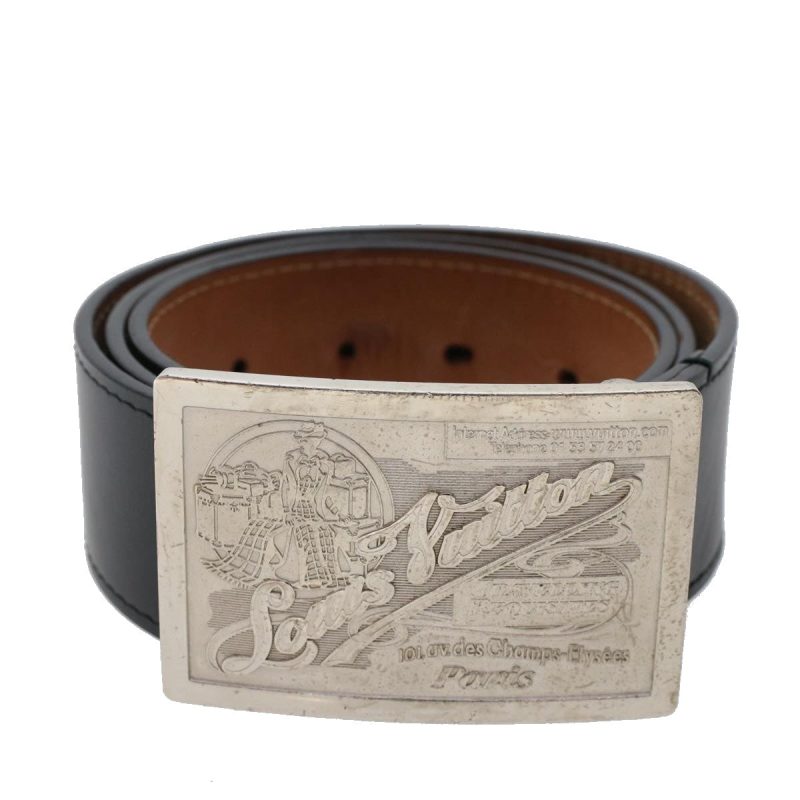 LOUIS VUITTON Ceinture jeans Belt Leather 29.5"-33.5" Black M6812 Auth ki3282 - Logoexplore - Image 2