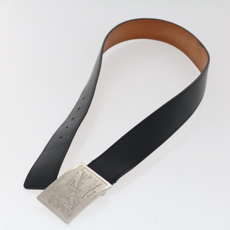LOUIS VUITTON Ceinture jeans Belt Leather 29.5"-33.5" Black M6812 Auth ki3282 - Logoexplore - Image 6