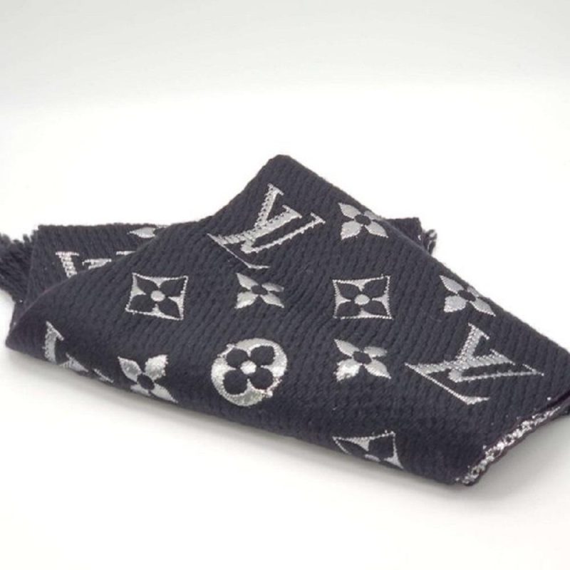 Louis Vuitton Black Logomania Shine Scarf Brand New - Logoexplore - Image 5